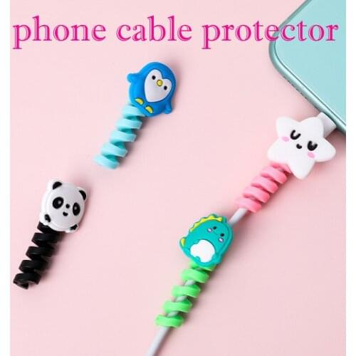 40pcs Kawaii Animal Cable Protector Cute Cat Panda Bear Cable Protection for Earphone Cable Winder Mobile Phone Accessories