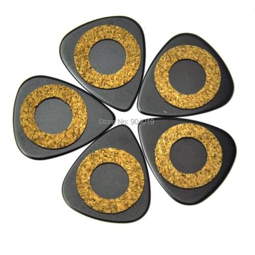 40pcs New Medium 0.71mm Antiskid Cork Grip Celluloid 351 Guitar Picks Plectrums Solid Black