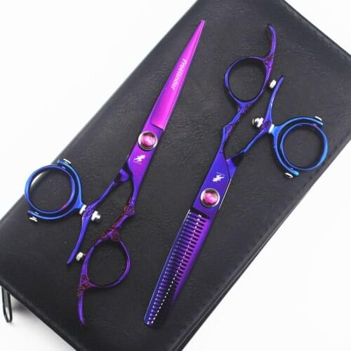 6" Flying shear 720° swivel rotation Hair Cutting Scissors Straight Thinning Scissor Barber Shears Barbers Hair Salon Tools