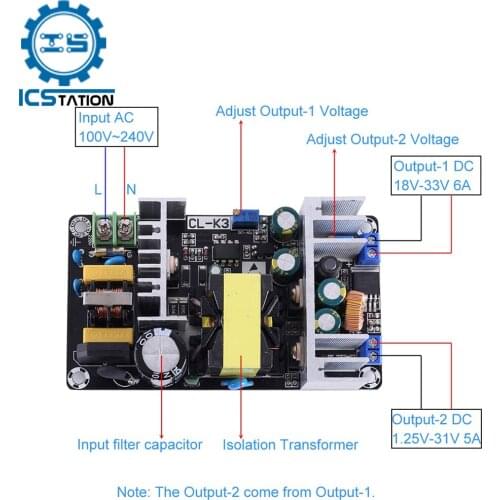 DC 5V 12V 24V 180W Switching Power Supply Regulated Transformer Power Driver AC-DC SMPS Adjustable Dual Output Voltage