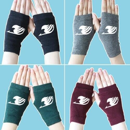 Anime Fairy Tail Danganronpa Finger Cotton Knitted Wrist Gloves Mittens women Cartoon Accessories Cosplay Fingerless Gloves