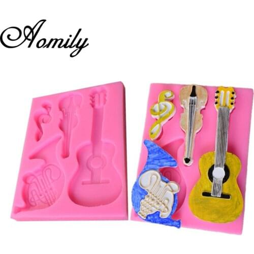 Aomily Guitar Shape Silicone Cake Mold Chocolate Mousse Jelly Candy Bakeware Mold DIY Pastry Ice Block Soap Mould Baking Tool