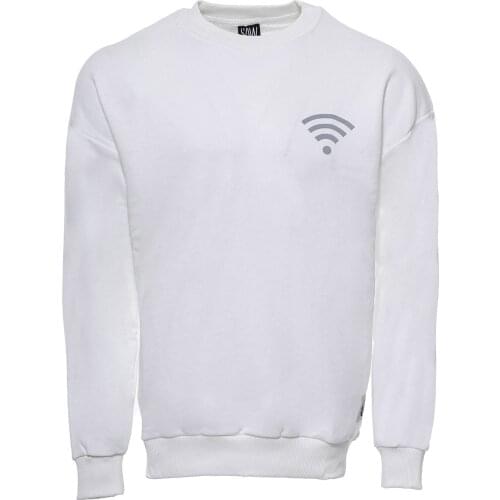 Crew Neck Both Side Printed White Sweatshirt