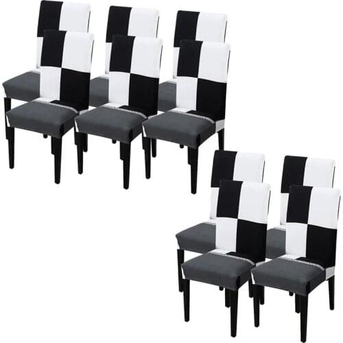 Dining Room Chair Covers,Stretch Removable Washable Protector Chair Slipcovers for Dining Room,Hotel,Black White