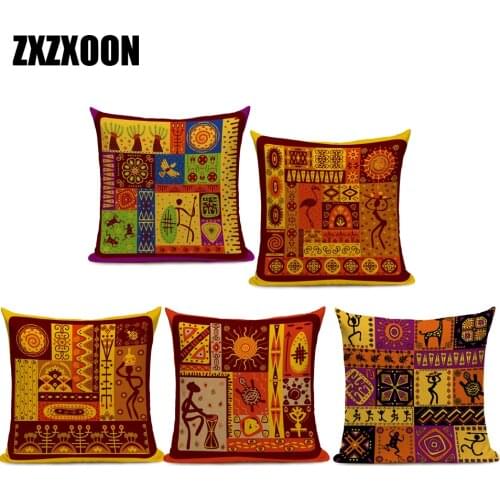 Decorative Throw Pillows Case African Style Living Room Decoration Indian Geometric Polyester Sofa Cushion Cover Home Decor