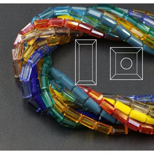 Faceted Rectangular Glass Beads For Jewelry Making Bulk 2X4/3X6/4X8/6X12MM Square Crystal Beads For Necklace Bracelet DIY Crafts