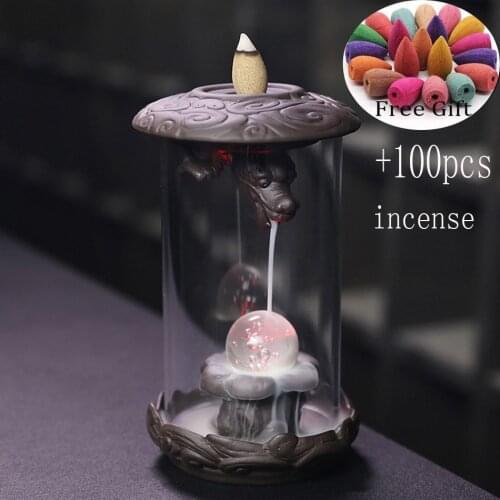 Handmade Ceramic Incense Burner Smoke Waterfall Backflow Incense Burner Living Room Decor Incense Holder Feng Shui Decoration