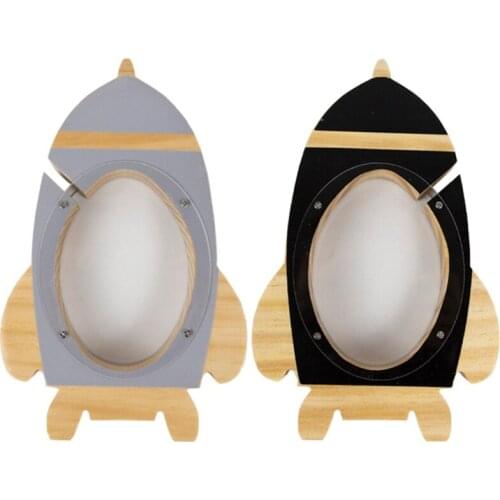 2021 New Wooden Rocket Piggy Bank Decoration for Kids Room Money Box for Boy Room Decor