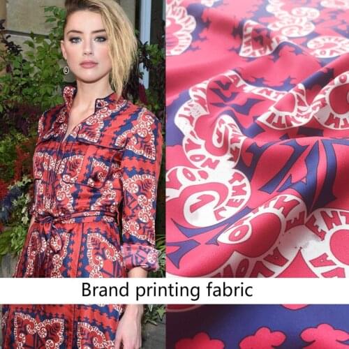 Cashew Flower Printed Red Fabric Brand Fashion Shirt Handmade DIY Clothing Custom Cloth Fabrics by the Meter for Dress Sewing