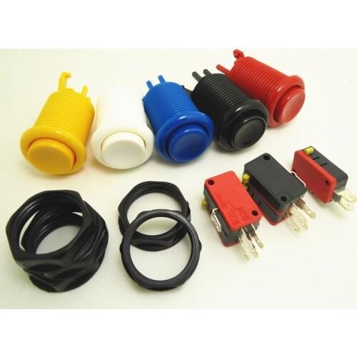 14 PCS/lot America style Round Push Button with quality microswitch, white, black, blue, yellow, red, green