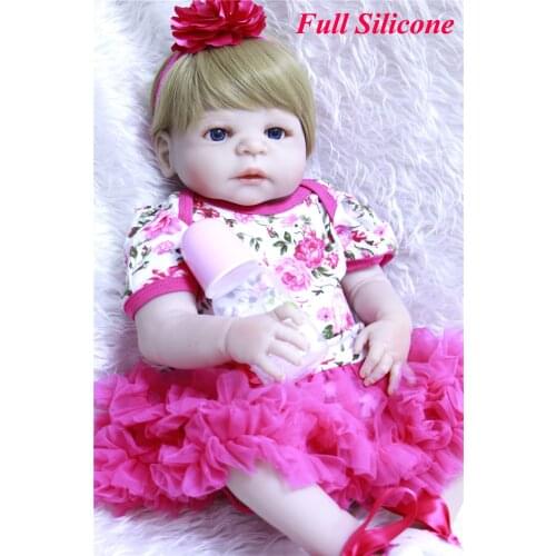 NPKCOLLECTION 55cm bebe doll Full Silicone Body Reborn Baby girl dolls toy Newborn Princess Babies Doll Kid bonecas brinquedo
