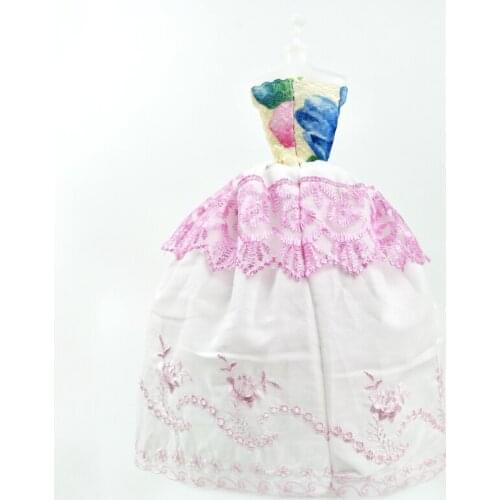 Fashion White Pink Doll Dress For Barbie Clothes 1:6 Party Gown Costume For Barbie Doll Outfits 1/6 Dolls Accessories Toy