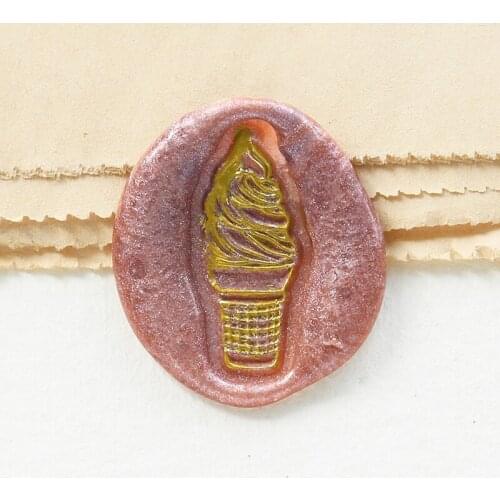 Ice cream cone Seal Stamp,Ice cream wedding Wax Seal Stamp Kit,gift packing Ice seal,Parry wax seal stamp,Oval shape stamp