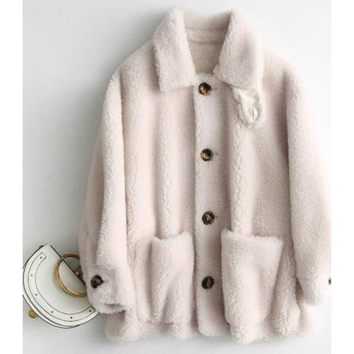 Fad New Fashion Genuine Fur Coat Female Real Wool Fur Coats Vintage Winter Jacket Casual Elegant Warm Wool Coats A063