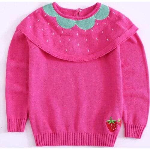 Autumn Baby Kids Girls Long Sleeve Strawberry Knit Sweater Winter Baby Kids Girls Pullover Sweaters Childrens Clothes