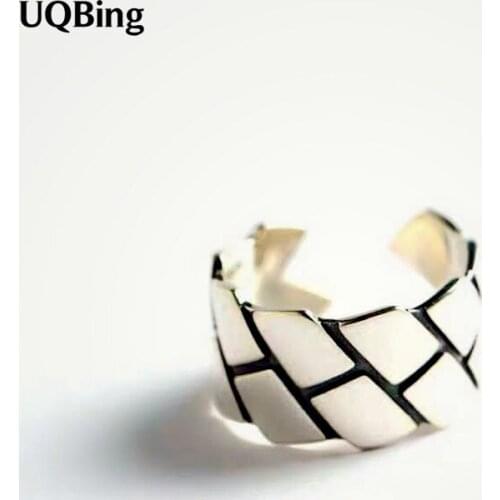Fashion 925 Sterling Silver Retro Thai Silver Rings Smooth Geometric Open Rings Jewelry