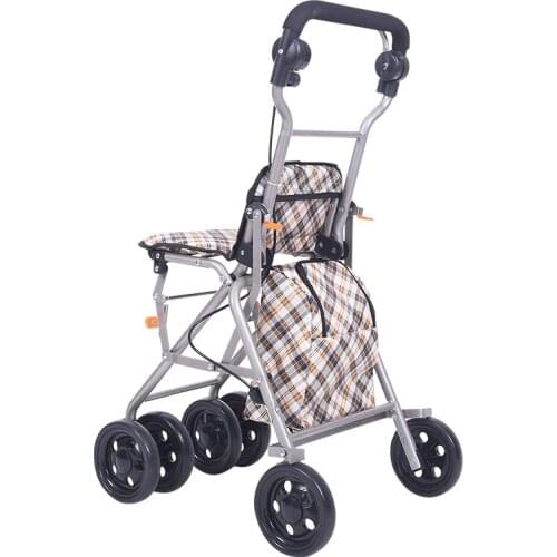 Portable Lightweight 4KG Elderly Shopping Carts Folding Wagon, Seniors Wheelchair Roller Walker
