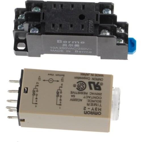 AC 220V H3Y-2 Power On Time Delay Relay Solid State Timer 1.0~30 Min Socket Base