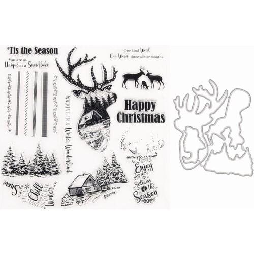 Christmas Winter Trees Clear Stamps suit Cutting die 20.5x20.5cm Silicone Seal TPR Halloween Roller stamps DIY Scrapbooking Card