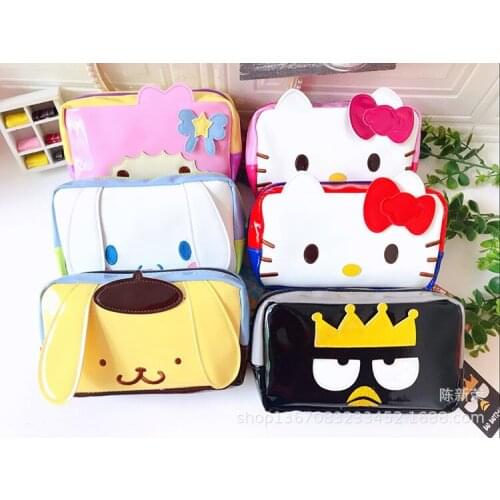 Sanrio hello kitty cartoon cosmetic bag clutch bag Melody student pencil case waterproof PVC clutch bag girl boy coin purse