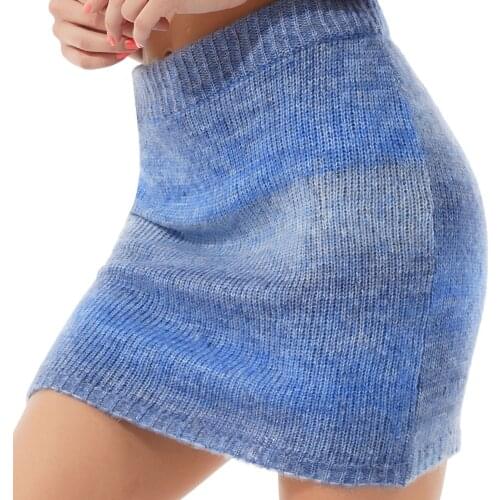 Chic Gradient Color Knitted Skirt Elegant Women High Waist Package Hip Mini Skirts Knitwear Street Club Wear Korean y2k Harajuku