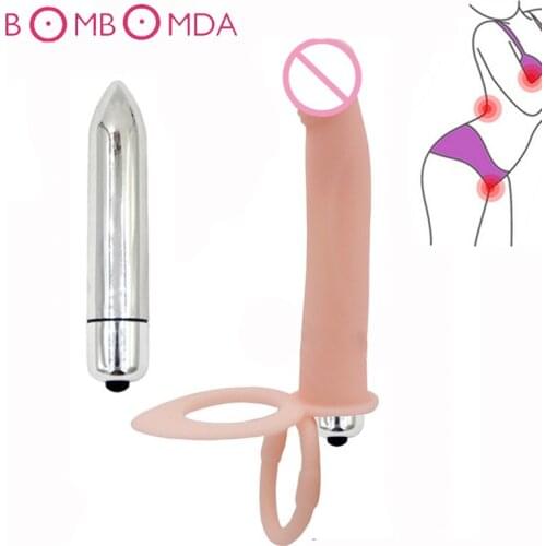 Silicone Penis Dildo Vibrator With Ring On Penis Anal Plug Bullet Vibrator G spot Massager Sex Toys For Couple Adult Masturbator