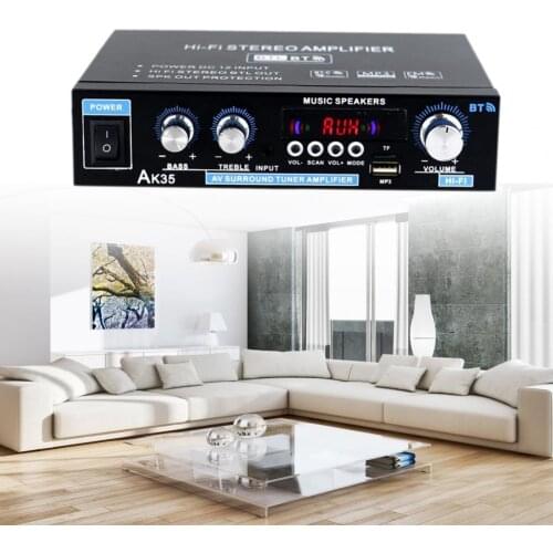 AK35 Bluetooth 5.0 Power Amplifier 2.0 Channel LCD Digital Display HiFi Sound Audio Amplificador for Car