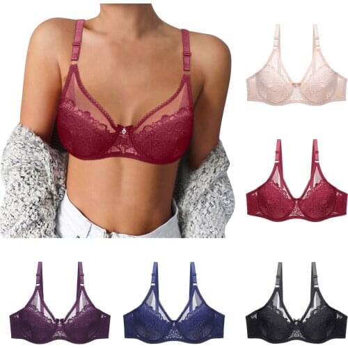 Women Sexy Deep V Push Up Lace Bras Lingerie Body Built Shaping Front Buckle No Steel Ring Underwear Simple Breathable Solid Bra