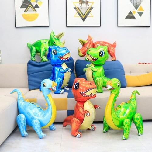 1pc Large 4D DIY blue Dinosaur Foil Balloons baby Boys safari Animal toys Children Dinosaur Birthday Party Decorations kids gift