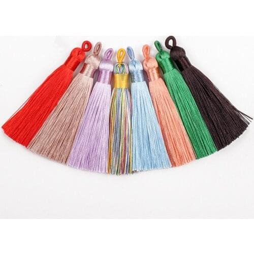 10pcs/lot Tassel Brush Pendant DIY Earrings Accessories For Jewelry Making 8-9cm Silk Satin Tassel Handmade Crafts Findings