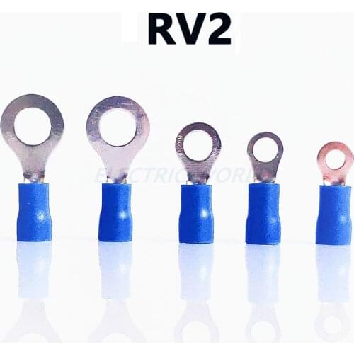 100pcs Wire connector Ring insulated terminal Insulation Terminal RV2-3 RV2-4 RV2-5 Wire Cable Connector wire terminal connector