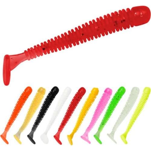 20Pcs Lifelike Screw T-Tail Shad Artificial Worms 5cm 0.7g Crankbaits Wobbler Fishing Soft Bait Top Water Lures For Bass Fishing