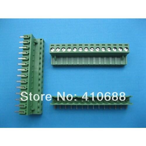 60 Pcs Angle 14 way/pin Pitch 5.08mm Screw Terminal Block Connector Pluggable Type Green 2EDCK-2EDCR-5.08