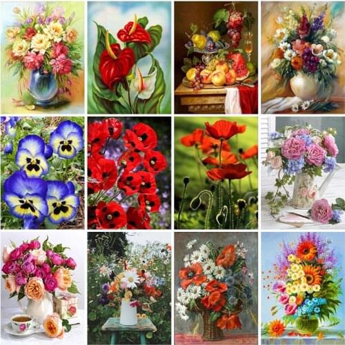 Floral DIY 5D Diamond Painting Full Square Drill Flower Diamond Embroidery Cross Stitch Mosaic Kits Wall Art Home Decor