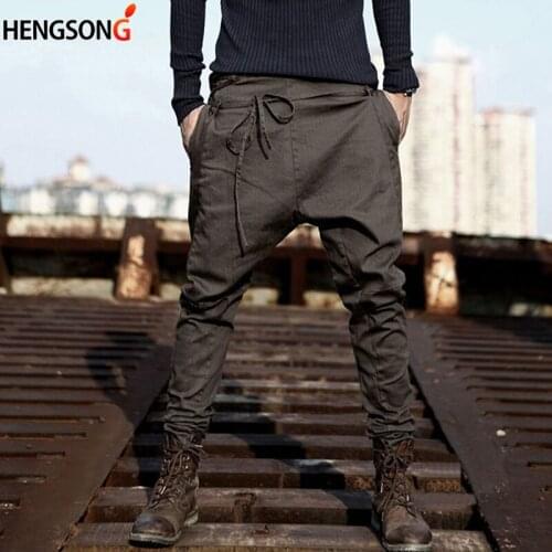 Mens Casual Pants Autumn Spring Clothes For Male Drawstring Hip Hop Harem Pants Long Trousers With Pocket Loose Sweatpants