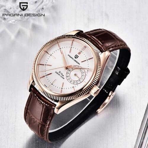 PAGANI DESIGN Original Men Watch Calendar Sports 200M Waterproof Watch VH65 Movement Leather Strap Quartz Watches Мужские часы