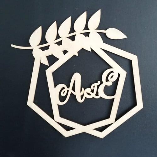 Rustic Wood Wreath Door Sign Name Personalized Wooden Wedding Name Sign Custom Baby Shower Signature Party Room Decor Laser Cut