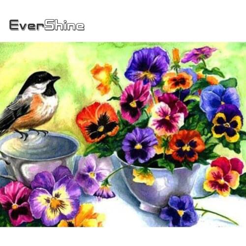 Evershine 5D Diamond Painting Flower Full Square Diamond Embroidery Cross Stitch Kit Cartoon Bird Diamond Mosaic Wall Decoration