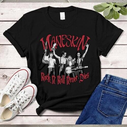 Hillbilly New Maneskin Band Print Unisex Graphic Tees Short Sleeve Cotton Summer Music Festival Tops Loose Hip-hop Rock t shirts