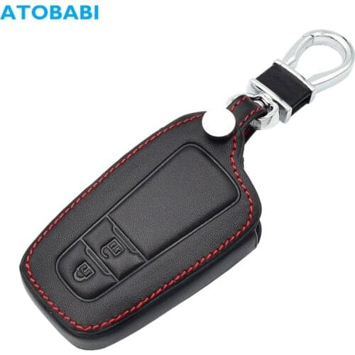 2 Buttons Leather Car Key Case For Toyota Camry Prius CHR CH-R 2017 2018 Remote Fob Cover Keychain Protector Bag Auto Accessory