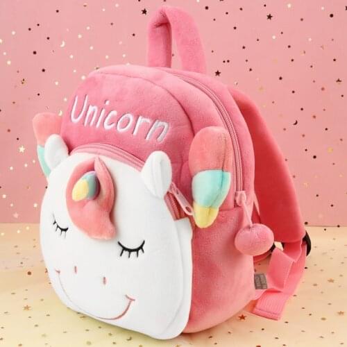 Colorful Unicorn Backpack Soft Plush School Bag Kindergarten Girls Backpacks Cute Animal Cartoon Shoulder Bags Student Mochila