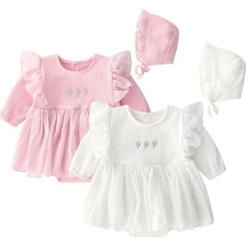 Lace Newborn Infant Baby Girls Dress Long Sleeve Embroidery Party Outfits Set Spring Princess Baby Girl Clothes Vestidos