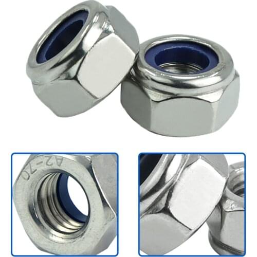 Luchang 100Pcs M3 M4 M5 M6 M8 Stainless Steel Metal Steel Self-locking Nut Lock Nut Locknut Slip Hex Nut