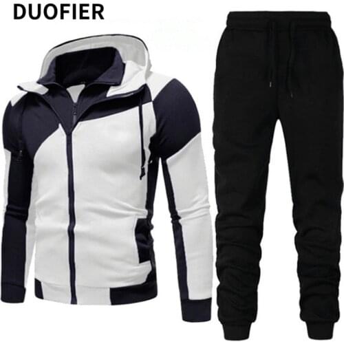 2021 Autumn Mens Sets Sportswear Tracksuits 2 Piece Sets Men Clothing Patchwork Hoodies+Pants Set Male Streetwear Coat Jackets