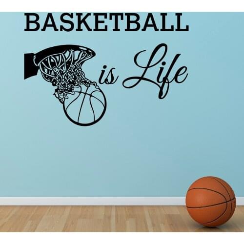 Basketball Is Life Wall Decal Quote Basketball Hoop Wall Sports Vinyl Stickers Nursery Kids Teens Boys Room Wall Art Mural YO-30