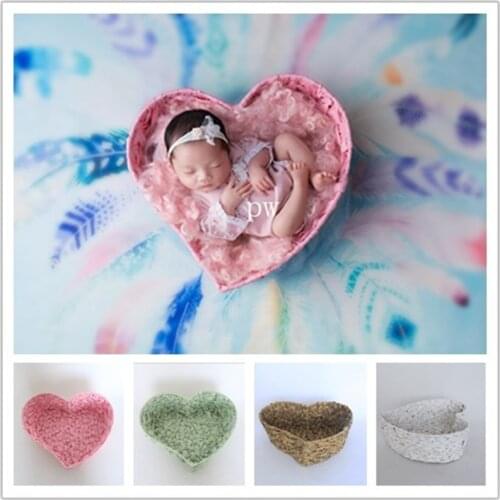 Weaving Heart Basket Newborn Photography Props Infant Baby Posing Container Box Photo Props Creative Photography Products