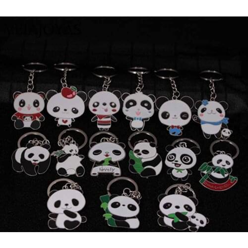 Wholesale Lovely China Panda Key Chain Cartoon Cute Panda Alloy Keychain for Car Key Ring Tourism Souvenir Valentines Day Gifts