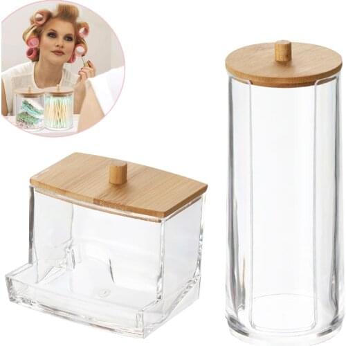 Storage Box For Makeup Cotton Pads Organizer Cosmetics,Transparent Cotton Swabs Storage Holder Container Jewelry Organizer Cases