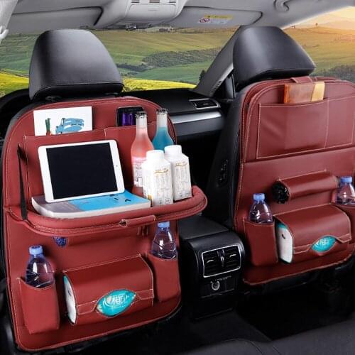 Car Seat Back Organizer Car Storage Organizer Auto Accessories Table Tray Travel Storage Bag Pu Leather Pad Bag