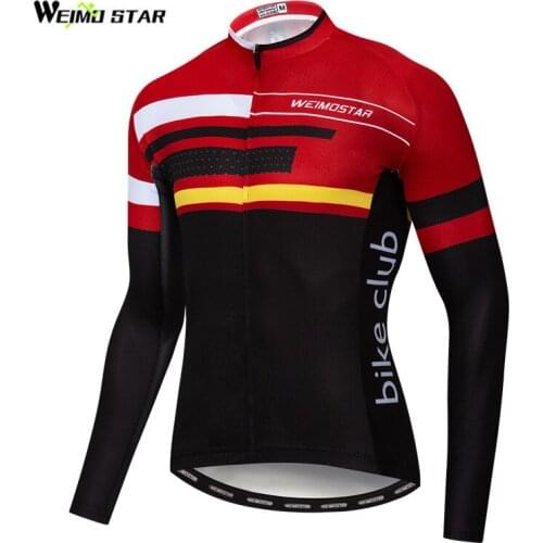 Weimostar Autumn Cycling Jersey Long Sleeve Mens Mountain Bicycle Shirt Road MTB Bike Jersey Clothes Quick Dry Cycling Wear